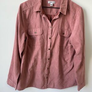 Croft & Barrow Pink Button Down Shirt XL Soft Wash Casual Top